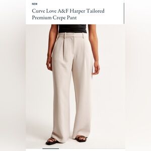 Curve Love A&F Harper Tailored Premium Crepe Pant in Light Taupe